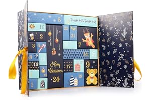 Esportic Calendario dell'Avvento, 24 scatole Colorate per Installazione e riempimento, riutilizzabili, Bambini e Adulti, Calendario di Natale, 33,00 x 30,50 x 8,50 cm