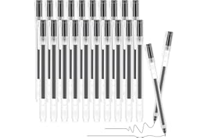 Tenare 20 Piezas 0,38 mm Bolígrafos de Tinta de Gel Bolígrafos Finos de Tinta Negra Plumas de Gel de Secado Rápido para Adultos Estudiantes Oficina Escuela Hogar Diario Dibujo Notas Garabatos