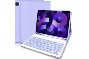 TITITINITA iPad Air 5th /4th Generation Keyboard Case 10.9”, Slim Smart Keyboard Case for iPad Pro 11 1st/2nd/3rd, Detachable Wireless Bluetooth Keyboard with Pencil Holder for iPad pro 11 2022 11 inch, purple