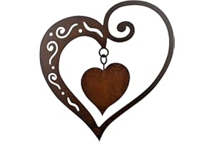 Rostikal Cœur Décoratif Duo à Suspendre ou sur Tige, Rouille Cœur - 1