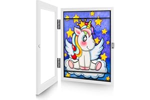 HONEYHOUSE Ramki do grafiki dla dzieci, zmieniane i otwierane z przodu artystyczne ramki na zdjęcia dla dzieci, do maksymalnego przechowywania w formacie A4, 100 szt. prac artystycznych (białe)