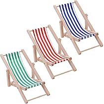 2 Pièces Miniature Chaise De Plage Pliable En Bois, Chaise Longue Mini