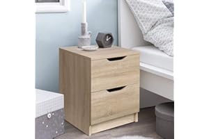 BAKAJI Comodino Camera da Letto Mobiletto Cassettiera 2 Cassetti Maniglia a fessura Design Moderno in legno MDF Mobile Arredo Casa Dimensione 50 x 40 x 40 cm (Rovere)