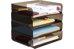 Purilit design 4 PCS Ablagekorb für A4, Dokumentenablage aus Plastik Kunststoff, A4-Papierablage für Zuhause, Büro,Schule, Stapelbare Schreibtisch Organizer Briefkorb, Briefablage für Akten