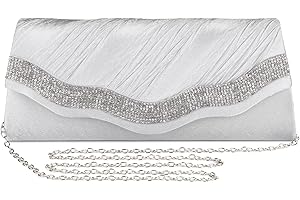 BAIGIO Bolso Ceremonia Bolso de Mano de Mujer Bolsos Fiesta Plateados Bolsas de Embrague Cartera de Mano con Rhinestone Bolso de Fiesta del Monedero para Boda Partido
