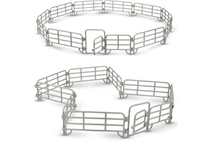 TOYMANY 20PCS Horse Corral Fencing Accessories Playset with Gates, Plastic Fence Toys for Farm Barn Paddock Horse Stable or Farm Animals Horses Figurines, Cake Toppers for Kids Toddler