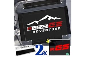 BLACK DOVES GRAPHICS 2pcs Aufkleber R1250GS Adventure kompatibel für Motorrad BMW R1250 GS R 1250 HP Touratech y GIVI Trekker Outback 37L 48L (Weiß/Rot)