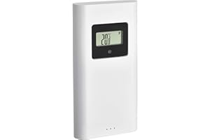 TFA Dostmann Transmisor de temperatura con pantalla, transmisor exterior, para estación meteorológica inalámbrica Horizon 35.1155.01, blanco, (L) 50 x (A) 30 x (H) 97 mm