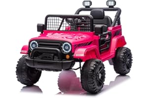 LALAHO Voiture Véhicule électrique Enfant 12V avec télécommande à 2,4 GHz,V. Max. 2,8 Km/h télécommande Effets sonores，Rose