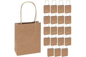 Idena 60058 - Sacs en papier, 20 pièces, 12 x 5 x 15 cm, Sacs cadeaux, Sachets en papier kraft, Sacs de bricolage pour décorer et offrir, Marron