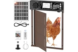 MASTERFUN Grande Taille Porte Poulailler Automatique Solaire avec 7W Panneaux Solaires, Écran LCD, Porte Automatique Poulailler en Aluminium avec Capteur de Lumière, Minuterie, Fonction Anti-pincement