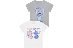Disney Stitch T-shirt 2 Pack | Multipack Koszulek dla Dziewczynek | Ubrania Stitch Dla Dziewczynek