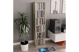 Gecheer CD Cabinet DVD Storage Cabinet Bookshelf Sonoma Oak 21x20x88 cm Engineered Wood