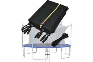 LIFEZEAL Filet de Sécurité Intérieur pour Trampoline, Filet de Remplacement pour Trampoline, Double Fermeture éclair & Boucles, Filet de Rattrapage 6/8 Poteuax, Hauteur 180 cm