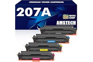 AMSTECH 207A 207X MFP M283fdw avec Puce Cartouche de Toner Compatible Remplacement pour HP Color Laserjet Pro MFP M283fdw M282nw M255dw M283fdn M255nw W2210A W2211A W2212A W2213A - Noir Cyan Jaune Magenta