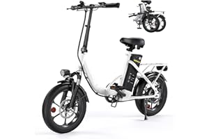 Finbike U4 Electric Bike, 16" Portable Electric Bicycle with Removable Battery, 60KM Max Range, 3 Riding Modes, Front Shock Absorber, Foldable E-bike for Adults/Teens