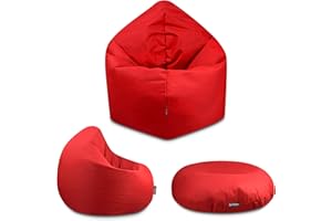 ‎BUBIBAG BuBiBag - 2in1 Sitzsack Bodenkissen - Outdoor Sitzsäcke Indoor Beanbag in 32 Farben und 3 Größen - Sitzkissen für Kinder und Erwachsene (125 cm Durchmesser, Rot)