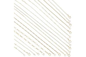 PH PandaHall 10 collares chapados en oro de 14 quilates de 45 cm, cadena de latón, cadena de eslabones de cadena de eslabones a granel, collar de cadena de Singapur, collar de cadena satélite para