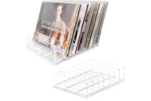 MayRecords 2 PCs Clear Acrylic CD Holder Multi-Slot Desktop DVD/CD Storage Box-Holds up to 14 Standard CD Cases for Media Shelf Storage and Organization