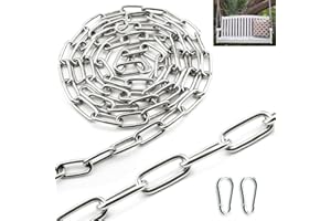 SWTYExt 304 Stainless Steel Chain 4 MM 1.5 Metre Heavy Duty Chain Metal Chains Link Chain with Carabiner Thick Chain for Gate Padlock Outdoor Lifting Hanging Swing Chain Bike Cycle Lock Pet Chain