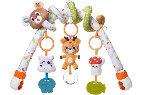 TUMAMA Babybåge, barnvagn med spiralleksak, baby 0 3 6 9 12 månader, babybåge, barnsäng, leksak, bilstol, klämma, lekbåge, på språng sensorisk skallra leksak, gåva, nyfödd småbarn