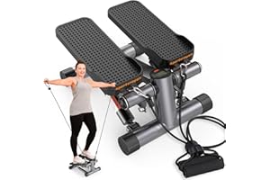 Sportsroyals Stair Stepper for Exercise, Mini Steppers with Resistance Band, Hydraulic Fitness Stepper Exercise Home Workout Equipment for Full Body Workout, 330lbs Weight Capacity