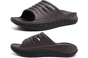 KuaiLu Mens Recovery Sandals With Comfortable Plantar Fasciitis Arch Support, Orthotic Open Toe Sport Slides Thick Cushion Reduces Stress on Feet, Joints & Back Post-Exercise