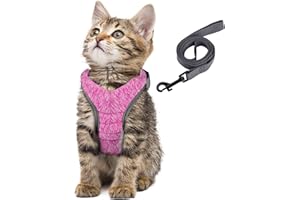 Simpeak Escape Proof Cat Harness and Lead Set, Adjustable Soft Cat Walking Jackets with Retractable Cat Leash For Pet Puppy Kitten Indoor Outdoor Walking-Pink,M