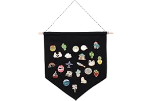 LIOOBO Pin Badge Display Case Blank Wall Canvas Banner Pennant Hanging Kids Ordic Style Pennant Banner Wall Hanging Brooch Display Pendant Badge Flag Plain Blank Canvas Storage (Black S)