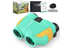 Compact Binoculars for Kids & Adults, Aurosports 15x25 Small Kids Binoculars for Bird Watching, Mini Binocular for Kid 8-12 Educational Learning, Gifts Toys for Boys Girls Sports Outside Play - Green