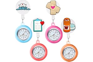 GOMETY 4 Stück Krankenschwester Uhr, Niedliche Schwesternuhr Mit Clip für Damen Mädchen, Schwesternuhr Ansteckuhr Fob Tragbar Schwesternuhr Geschenk Für ärzte Krankenschwestern Sanitäter Krankenpfleger