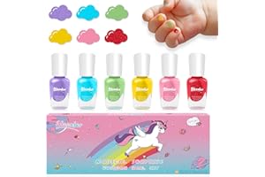 Aieenjor Set Di Smalti Per Unghie Per bambina, 6 flaconi Rainbow Candy Colors Smalto Speciale Con Brillantini Per Bambini, trucchi bambina, a Base D'acqua E Senza Odori,Adatto Come Regalo