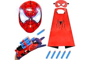 ZAZOOT Disfraces de Superhéroes, Máscara Led + Capa de Superhéroe para Niños + Launcher Glove Juguetes + Máscara de Fieltro, Ideal para Halloween, Navidad, Carnaval, Fiesta de Cumpleaños.