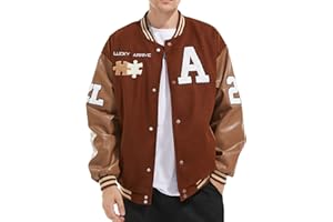 Eocicvvi Giacca Uomo da Baseball Lettera Ricamo Varsity Jacket Donna Vintage Cappotto Unisex Giubbotto da Coppia Autunno Inverno