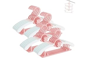 Stampelle Bambini per l’armadio di Neonato e di Ragazzo e Ragazza, HGYZE 20 Appendini Impilabili con Gancio per Orsetto, Regolabili e Antiscivolo Appendiabiti per Vestiti, Salvaspazio Grucce (Rosa)