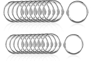 ipow 100PCS Anneaux de Reliure Métalliques, 2 Tailles Anneaux de Livre Mobile 50pcs*20mm avec 50pcs*25mm Classeur à anneaux Relier Scrapbook Artisanat Convient pour Livre,Album photo,Rideau de douche…