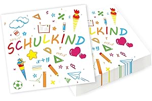 Nexum 40stk Servietten Einschulung Jungen Mädchen Servietten Schulanfang Einschulung Deko 33X33 cm Schulkind Servietten 2-Schicht Papierservietten für Kinder Tischdekor