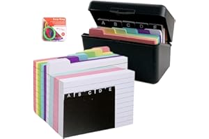 FYting Flashcards Tarjetas Estudio, 150 Fichas + 150 Forros de Colores+ 8 Anillas, A7 Caja de Tarjetas de Aprendizaje, Adecuada para Viajes, Notas Aprendizaje,Recetas o Tarjetas DidáCticas(Negro)