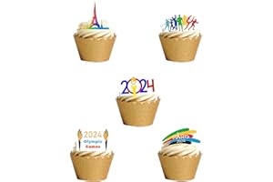 ORANGE TRADING DARTMOUTH LTD 24 Stand Up Olympics France 2024 Themed Edible Wafer Paper Cake Toppers Decorations