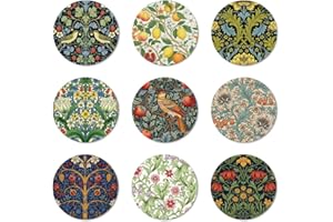 ANATTASOUL 9 Pezzi di Pattern Pianta Floreale Vintage Sottobicchieri Legno, Sottobicchieri per Bevande,Coaster per Tavolino del Caffè, Decorazione per Cucina e Sala da Pranzo