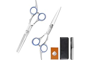 BURNNOVE Ciseaux Coiffure Professionnel 6.7 Pouces Kit Ciseaux Coiffure Desepaissir Coupe de Cheveux en Acier Inoxydable Ciseaux à cheveux avec Peigne et Étui de Protection pour Domicile Salon de Coiffure