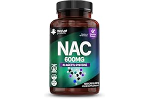 NEW LEAF PRODUCTS NAC N-Acetyl-Cysteine 600mg Capsules N-Acetyl Cysteine Nutritional Supplements 180 NAC Capsules - Nac Supplement High Bioavailability Amino Acid - Vegan Friendly - Made in UK by New Leaf