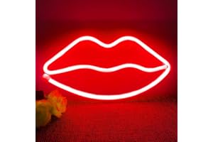 Taeku Letrero de Neón LED, 3D Decoración de Pared Signos Luces de Neón Colgantes USB Para la Iluminación del Dormitorio Fiesta Niños Habitación (Labios Rojos)