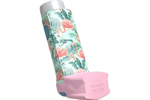 The Inhaler Tailor Inhaler Cover for Kids and Adults – Vegan Leather Case in Over 30 Designs for Ventolin and Shorter Style Inhalers – Handmade in England (Flamingos, Shorter Style)
