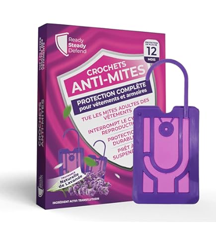 4 Désodorisants Anti-mites à Suspendre - Parfum Lavande, Huiles Naturelles - Lot