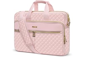 MOSISO Torba na laptopa, teczka dla kobiet i mężczyzn, kwadratowa pikowana torba kurierska na komputer biuro podróż biznes z 3 kieszeniami i paskiem