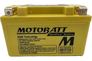 MOTOBATT MBTZ10S (12 V 8.6 Amp) 140CCA Factory Activated Quadflex AGM Battery