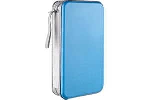 LIOVODE Etui na DVD, 96 pojemnościowy pokrowiec na CD organizer do przechowywania twardy plastikowy ochronny dysk portfel do samochodu (96 pojemności, błękitny 96)