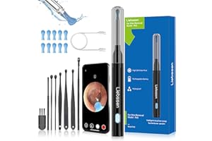 Liebssen Otoscope Oreille 3,5mm Camera 1080P HD Camera Iscope IP67 Étanche Nettoyant Oreille d'élimination du cérumen avec 6 lumières LED, adapté aux IPhone, IPad et Android