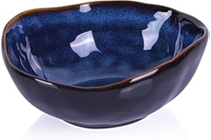 XIYOUQI 6" Blue Ceramic Decorative Bowl, Key Bowl for Entryway Table, Candy Dishes, Salad Bowl, Fruit Bowl for Kitchen Counter, Blue Small Jewelry Trinket Dish for Bedroom, Bedside Table, Living Room